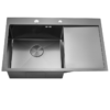 H9ba7fbd91df242efba84e9879bef6546Q Grey Rectangular Single Bowl Single Drain Stainless Steel Sink (Drainage Kit Included)