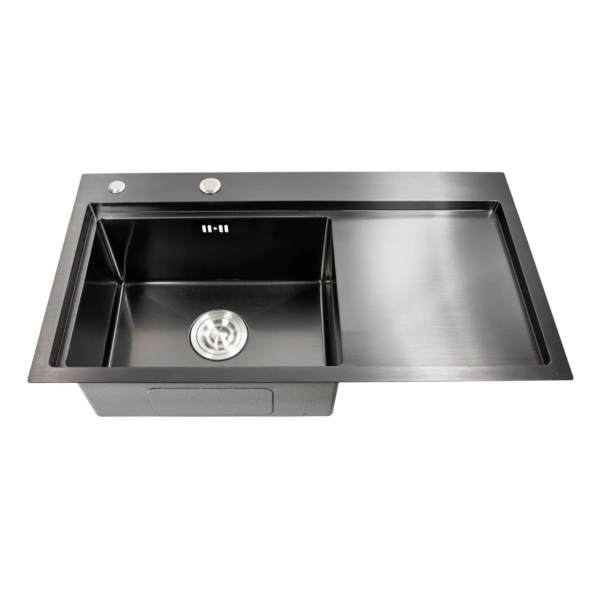 Hb08967e393554bc8aae297dd3e6a2c58v Grey Rectangular Single Bowl Single Drain Stainless Steel Sink (Drainage Kit Included)