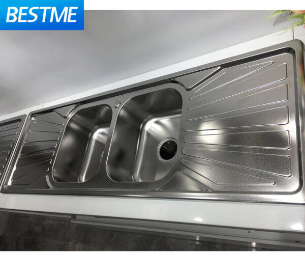 Rectangular Double Bowl Double Drain Stainless Steel Sink (Sunburst Design - Drainage Kit Included)