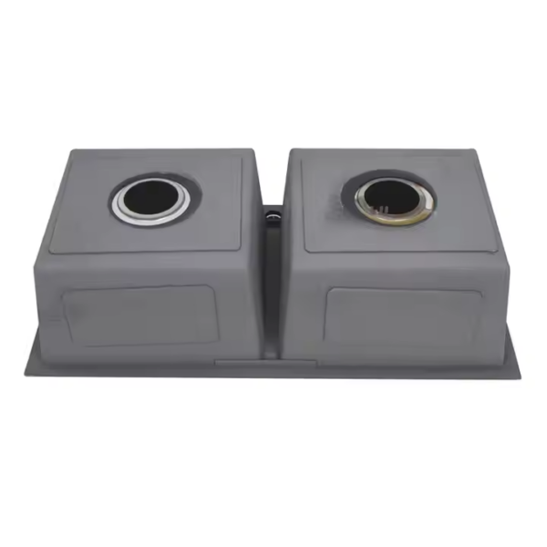 Black Rectangular Double Bowl Stainless Steel Sink (Drainage Kit & Rack Included)