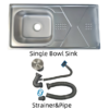 Rectangular Single Bowl Single Drain Stainless Steel Sink (Drainage Kit Included)