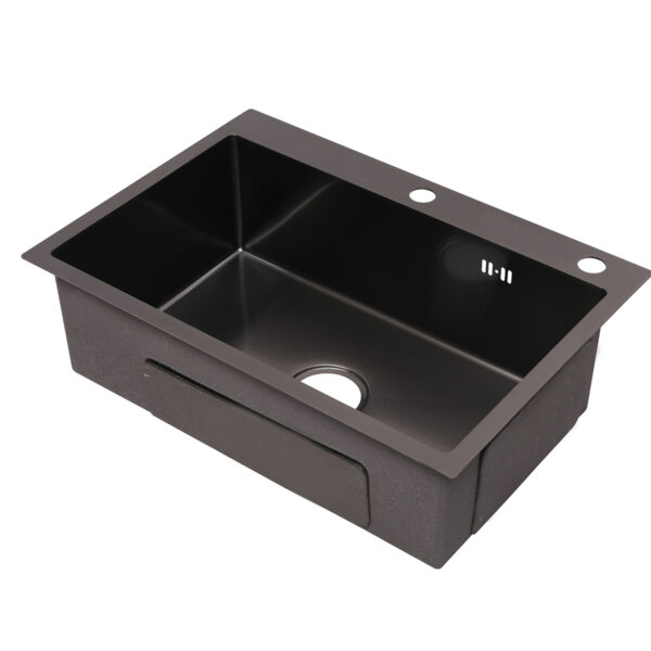 Matte Black Rectangular Single Bowl Kitchen Sink (Drainage Kit Included)
