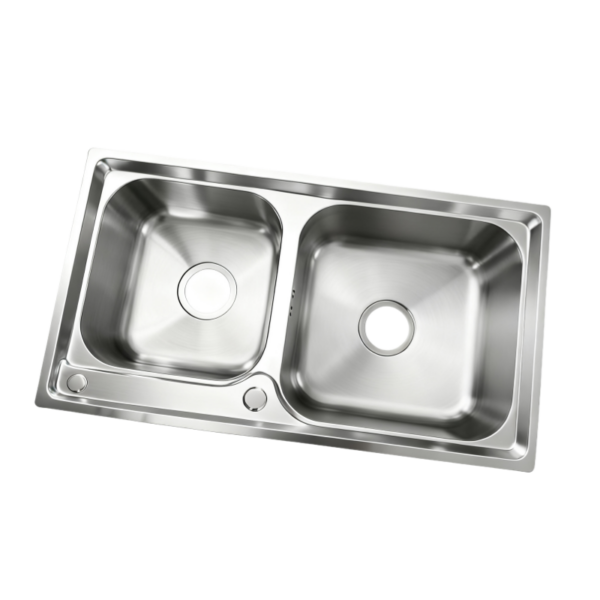 Rectangular Double Bowl Stainless Steel Sink (Dasen Model - Drainage Kit Included)