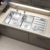 Hcbc30a3761b647f9b0678b0cb4beac40w Rectangular Double Bowl with Side Bin and Knife Holder (Drainage Kit Included)