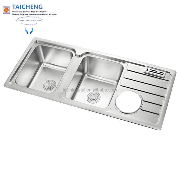 Hd020590bc24b4d979b64b6ccc9292e339 Rectangular Double Bowl with Side Bin and Knife Holder (Drainage Kit Included)