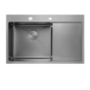 Hf155966b33d74cdf9a5679eada80762fX Grey Rectangular Single Bowl Single Drain Stainless Steel Sink (Drainage Kit Included)