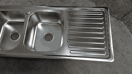 Rectangular Double Bowl Double Drain Stainless Steel Sink (Ribbed Design)