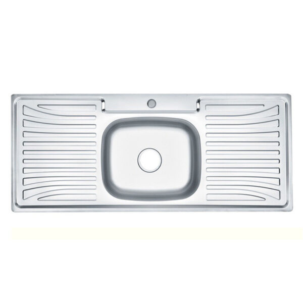 SBDD01 (1) Rectangular Single Bowl Double Drain Stainless Steel Sink (Drainage Kit Included)