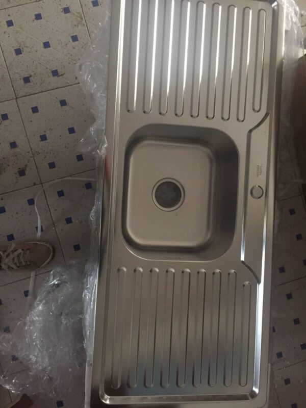 SBDD01 (1) Rectangular Single Bowl Double Drain Stainless Steel Sink (Drainage Kit Included)