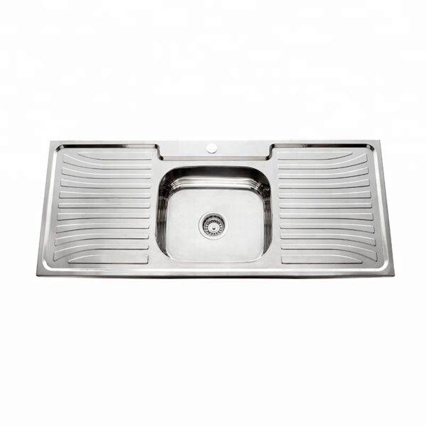 SBDD01 (2) Rectangular Single Bowl Double Drain Stainless Steel Sink (Drainage Kit Included)