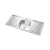 SBDD01 (6) Rectangular Single Bowl Double Drain Stainless Steel Sink (Drainage Kit Included)