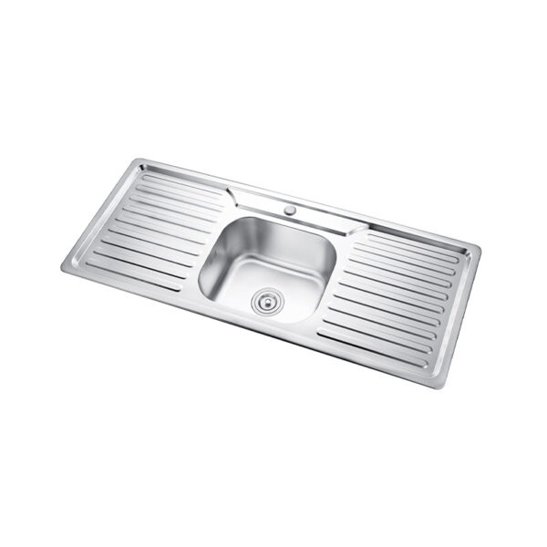 SBDD01 (6) Rectangular Single Bowl Double Drain Stainless Steel Sink (Drainage Kit Included)