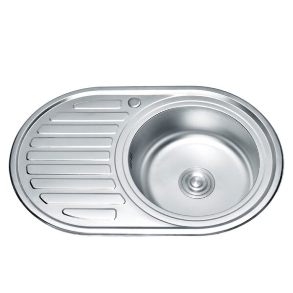Oval Single Bowl Single Drain Stainless Steel Sink (Drainage Kit Included)