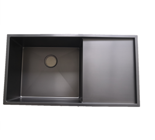 Matte Black Rectangular Single Bowl Single Drain Stainless Steel Sink (Drainage Kit Included)