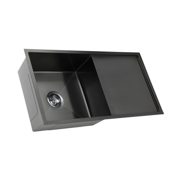 Matte Black Rectangular Single Bowl Single Drain Stainless Steel Sink (Drainage Kit Included)