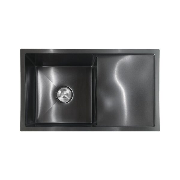 Matte Black Rectangular Single Bowl Single Drain Stainless Steel Sink (Drainage Kit Included)