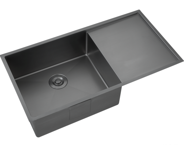 Matte Black Rectangular Single Bowl Single Drain Stainless Steel Sink (Drainage Kit Included)