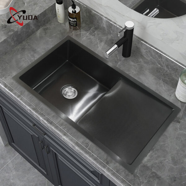 Matte Black Rectangular Single Bowl Single Drain Stainless Steel Sink (Drainage Kit Included)
