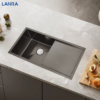 Matte Black Rectangular Single Bowl Single Drain Stainless Steel Sink (Drainage Kit Included)