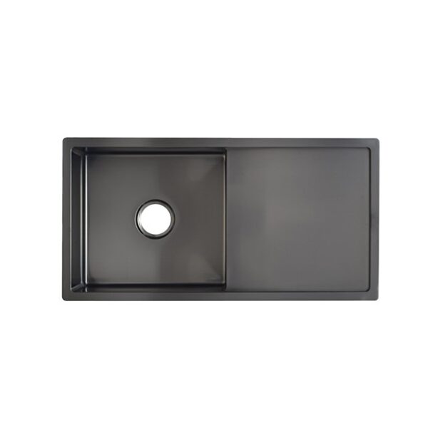 Matte Black Rectangular Single Bowl Single Drain Stainless Steel Sink (Drainage Kit Included)