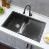 Matte Black Rectangular Single Bowl Single Drain Stainless Steel Sink (Drainage Kit Included)