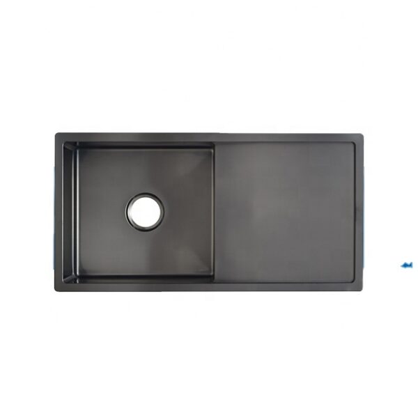 Matte Black Rectangular Single Bowl Single Drain Stainless Steel Sink (Drainage Kit Included)