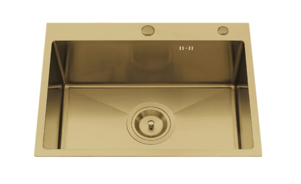 Gold Rectangular Single Bowl Kitchen Sink (Drainage Kit Included)