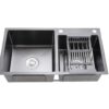 Black Rectangular Double Bowl Stainless Steel Sink (Drainage Kit & Rack Included)