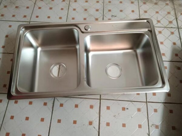 Rectangular Double Bowl Stainless Steel Sink (Dasen Model - Drainage Kit Included)