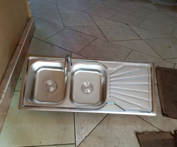Rectangular Double Bowl Single Drain Stainless Steel Sink (Drainage Kit Included)