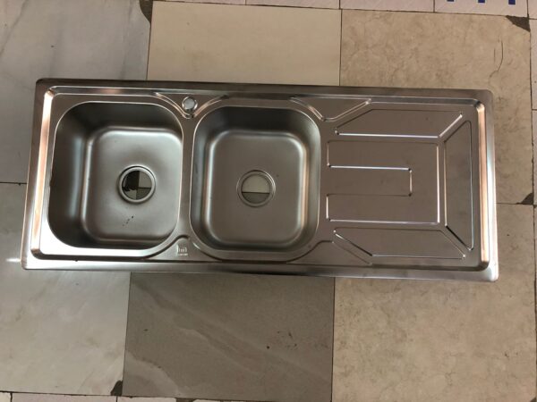 Rectangular Double Bowl Single Drain Stainless Steel Sink (Geometric Design - Drainage Kit Included)