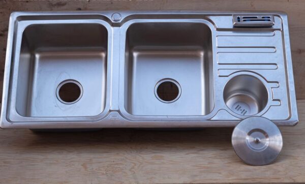 WhatsApp Image 2026-01-08 at 19.51.05 Rectangular Double Bowl with Side Bin and Knife Holder (Drainage Kit Included)