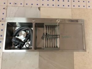 Rectangular Double Bowl with Knife Holder and Smooth Side Wing (Drainage Kit Included)