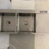 Rectangular Double Bowl with Knife Holder and Smooth Side Wing (Drainage Kit Included)