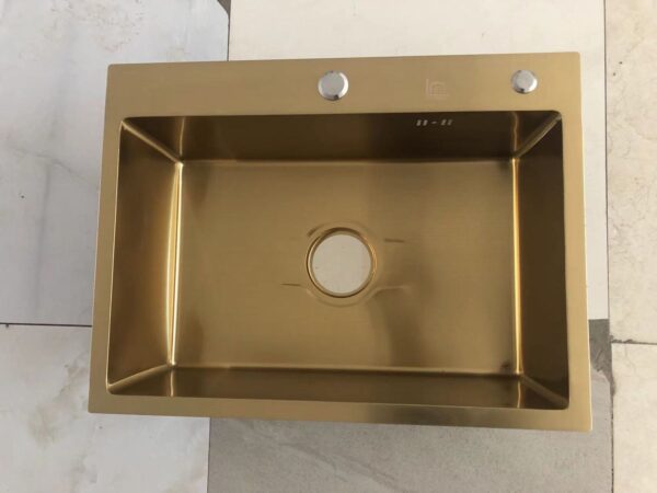 Gold Rectangular Single Bowl Kitchen Sink (Drainage Kit Included)