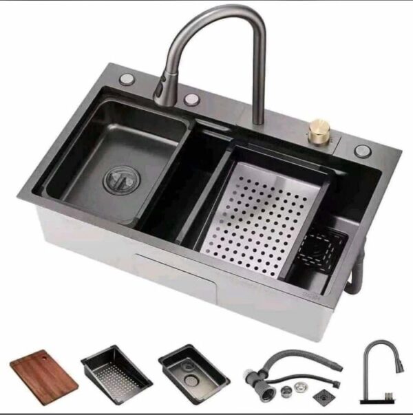 Multifunctional Single Bowl Kitchen Workstation Sink (Complete Accessories Kit)