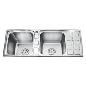 chau-rua-bat-gorlde-gd-953-icon Rectangular Double Bowl Single Drain Stainless Steel Sink (Grid Pattern - Drainage Kit Included)