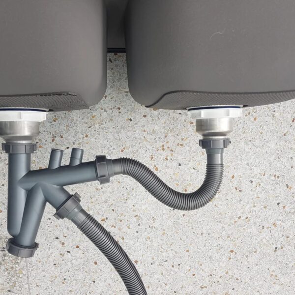 Rectangular Double Bowl Double Drain Stainless Steel Sink (Sunburst Design - Drainage Kit Included)