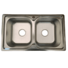double-bowl Rectangular Double Bowl Stainless Steel Sink (Drainage Kit Included)