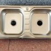 double-bowl-no-drainboard-6500-1 Rectangular Double Bowl Stainless Steel Sink (Standard Model - Same Size Bowls)