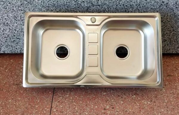 double-bowl-no-drainboard-6500-1 Rectangular Double Bowl Stainless Steel Sink (Standard Model - Same Size Bowls)