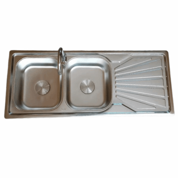 Rectangular Double Bowl Single Drain Stainless Steel Sink (Drainage Kit Included)