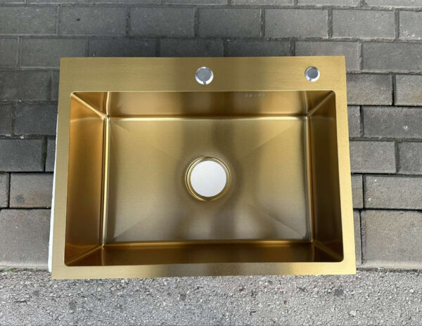Gold Rectangular Single Bowl Kitchen Sink (Drainage Kit Included)