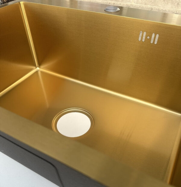 Gold Rectangular Single Bowl Kitchen Sink (Drainage Kit Included)