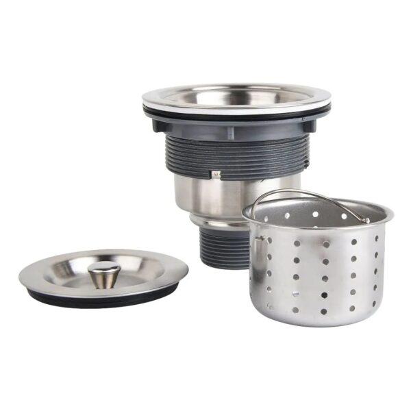 kitchen-sink-drain-open_6 Round Single Bowl Stainless Steel Prep Sink