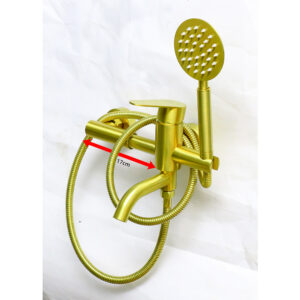 Brushed Gold Bathtub Mixer | SS304 Wall-Mounted Faucet with Integrated Hand Shower