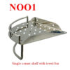 N001 ( BY 250 Single Corner Shelf With Towel Bar ) 2 Single Corner Shelf With Towel Bar | Stainless Steel Wall-Mounted Shower Organizer