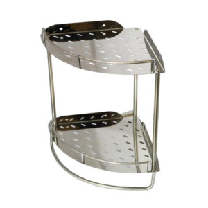 Double Corner Shelf | Dual-Tier Stainless Steel Wall-Mounted Shower Rack