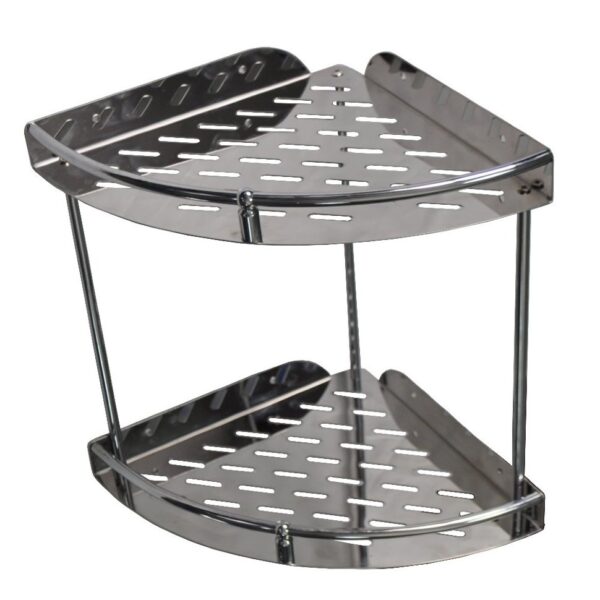 Double Corner Shelf | Dual-Tier Stainless Steel Wall-Mounted Shower Rack