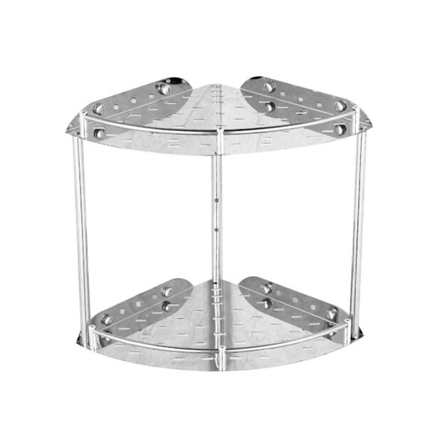 Double Corner Shelf | Dual-Tier Stainless Steel Wall-Mounted Shower Rack